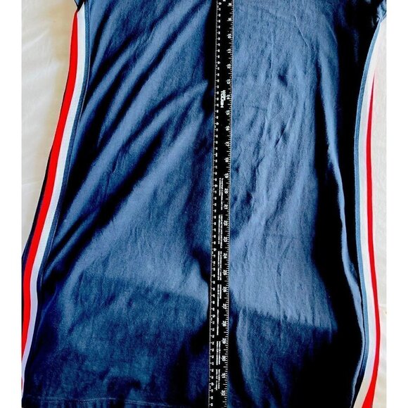 Tommy Hilfiger Womens Y2K T-shirt Racing Stripe Nautical Navy White Red Dress-LG - Picture 12 of 13
